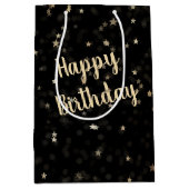 金ゴールド星とドット誕生日 ミディアムペーパーバッグ (正面)