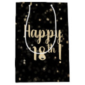 金ゴールド星とドット18誕生日中抱き枕 ミディアムペーパーバッグ (正面)