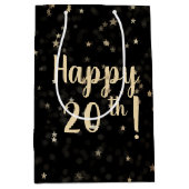 金ゴールド星とドット20誕生日中抱き枕 ミディアムペーパーバッグ (正面)