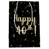 金ゴールド星とドット40thバースデーミディアム抱き枕 ミディアムペーパーバッグ (正面)
