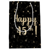 金ゴールド星とドット45誕生日中抱き枕 ミディアムペーパーバッグ (正面)