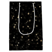 金ゴールド星とドット45誕生日中抱き枕 ミディアムペーパーバッグ (裏面)