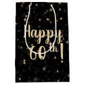 金ゴールド星とドット60誕生日中抱き枕 ミディアムペーパーバッグ (正面)