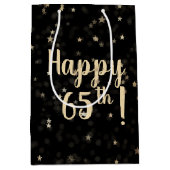 金ゴールド星とドット65誕生日中抱き枕 ミディアムペーパーバッグ (正面)