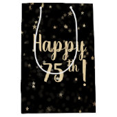 金ゴールド星とドット75誕生日中抱き枕 ミディアムペーパーバッグ (正面)