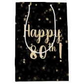 金ゴールド星とドット80誕生日中抱き枕 ミディアムペーパーバッグ (正面)