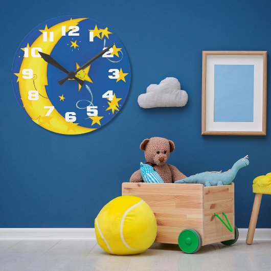 金ゴールド星と月 ラウンド壁時計