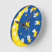 金ゴールド星と月 ラウンド壁時計 (傾斜)