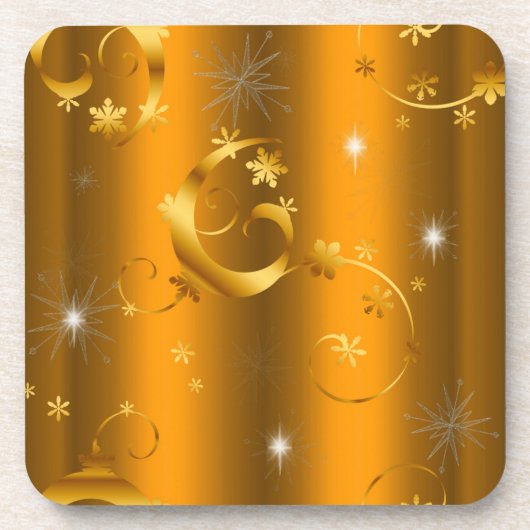 金ゴールド星と渦巻きラックスクリスマス コースター (正面)