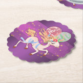 金ゴールド星と紫のユニコーン ペーパーコースター (アングル)