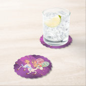 金ゴールド星と紫のユニコーン ペーパーコースター (インサイチュ)