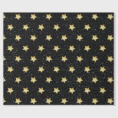 金ゴールド星と雪片ラッピング紙 ラッピングペーパー (フラット)