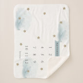 金ゴールド星と雲の青い少年の月次マイルストーン シェルパブランケット (正面)
