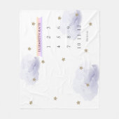 金ゴールド星と雲ラベンダー月次マイルストーン フリースブランケット (正面)