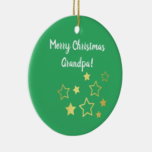 金ゴールド星のおじいさんへのクリスマスの願い セラミックオーナメント (右)