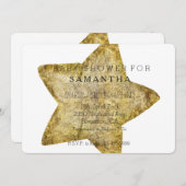 金ゴールド星のベビーシャワー 招待状 (正面/裏面)