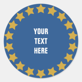 金ゴールド星の円カスタム文字と背景 ラウンドシール