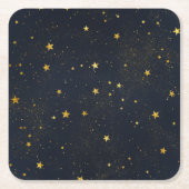 金ゴールド星の夜空 スクエアペーパーコースター (正面)