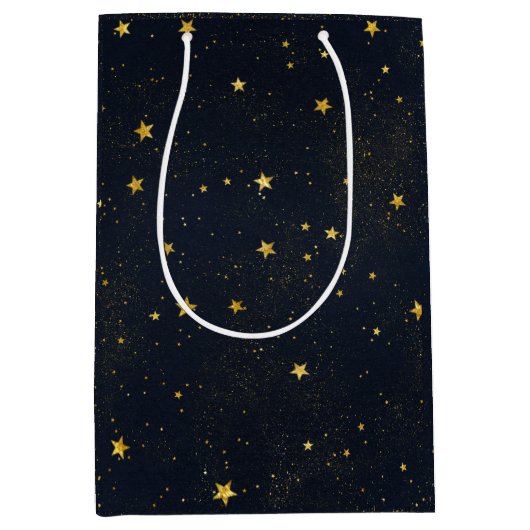 金ゴールド星の夜空 ミディアムペーパーバッグ (正面)