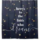 金ゴールド星の夢を見る愚か者へモダン シャワーカーテン (正面)