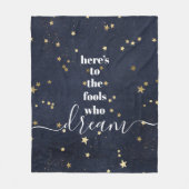 金ゴールド星の夢を見る愚か者へモダン フリースブランケット (正面)