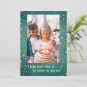 金ゴールド星の緑の誕生日カード 案内状 (スタンド正面)