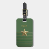 金ゴールド星の緑 ラゲッジタグ (正面縦)