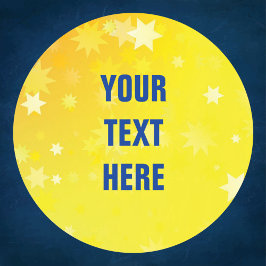 金ゴールド星の背景とカスタム文字 ラウンドシール