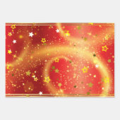 金ゴールド星の輝きと赤の光 ラッピングペーパーシート (正面)