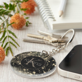 金ゴールド星の魅惑の曼荼羅パーソナライズされた キーホルダー