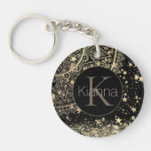 金ゴールド星の魅惑の曼荼羅パーソナライズされた キーホルダー (正面)