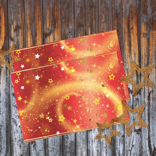 金ゴールド星はキラキラと赤の光 薄葉紙