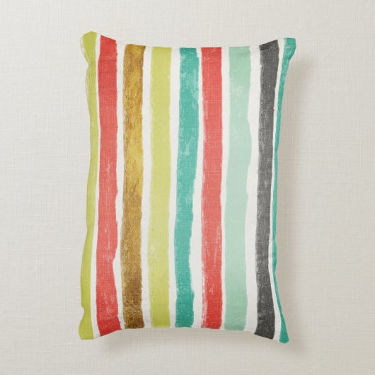 金ゴールド星を持つ数々の水玉模様,色のストライプ付き アクセントクッション (裏面(縦))