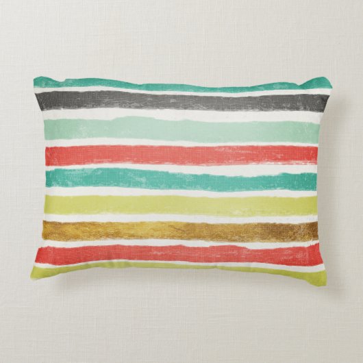 金ゴールド星を持つ数々の水玉模様,色のストライプ付き アクセントクッション (裏面)