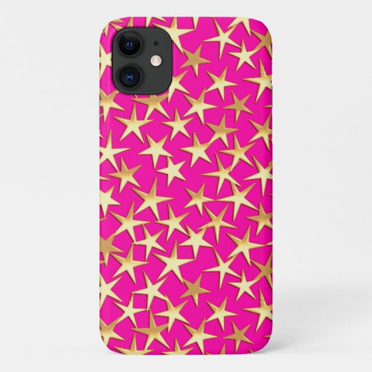 金ゴールド星オンピンク Case-Mate iPhoneケース (裏面)