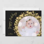 金ゴールド星オンブラックフォトハッピー シーズンカード (正面)