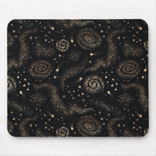 金ゴールド星コンステレーション銀河系パターン マウスパッド (正面)