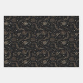 金ゴールド星コンステレーション銀河系パターン ラッピングペーパーシート (正面2)