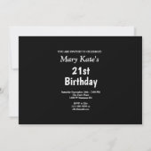 金ゴールド星メッセージ付き黒誕生日 招待状 (裏面)