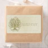 金ゴールド星付き石の上の渦巻きツリー日付を保存 ラベル (インサイチュ)