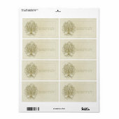 金ゴールド星付き石の上の渦巻きツリー日付を保存 ラベル (フルシート)