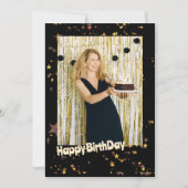 金ゴールド星写真誕生日カード サンキューカード (正面)