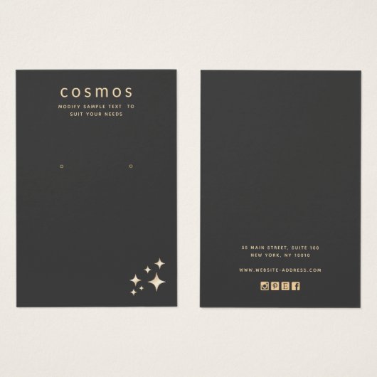 金ゴールド星占い追加ロゴイヤリングディスプレイカード (正面&裏面)