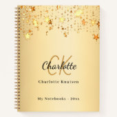 金ゴールド星名モノグラム ノートブック (正面)