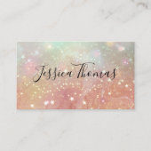 金ゴールド星塵 |ピンクの大理石 名刺 (正面)