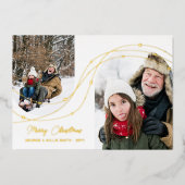 金ゴールド星弦アーチ写真メリークリスマス 箔シーズンカード (正面)