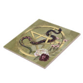 金ゴールド星形五角形とバラ異教の祭壇 タイル (側面)