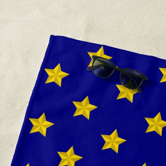 金ゴールド星模様、ネイビーブルー独占的、 ビーチタオル (インサイチュ)