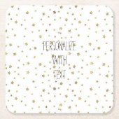 金ゴールド星 スクエアペーパーコースター (正面)