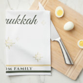 金ゴールド星 |ハッピーハヌカー |名前をカスタムする キッチンタオル (四つ折り)